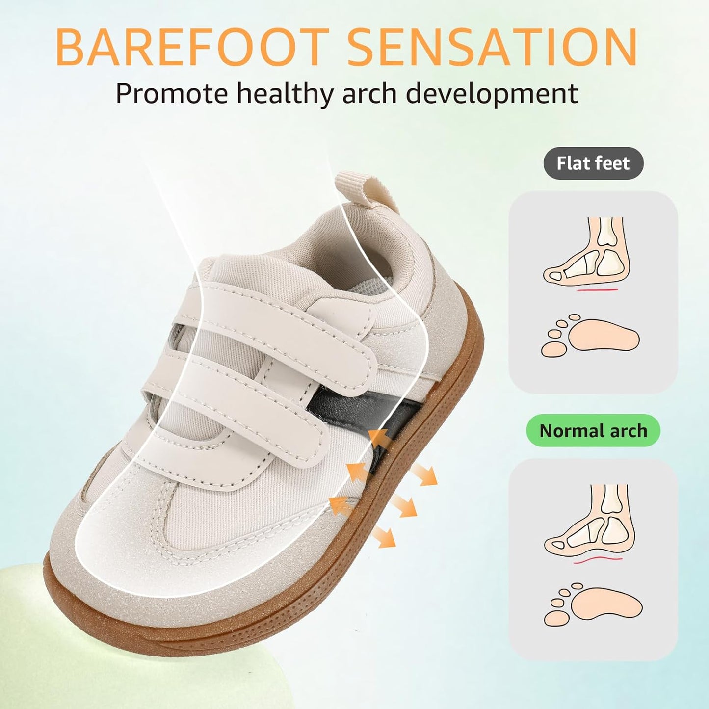 Toddler Wide Toe Box Barefoot Shoes Boys Girls Sneakers Zero Drop Kid Tennis Running Shoes Lightweight Non-Slip Comfortable Infant First Walking Shoe Outdoor Activities School
