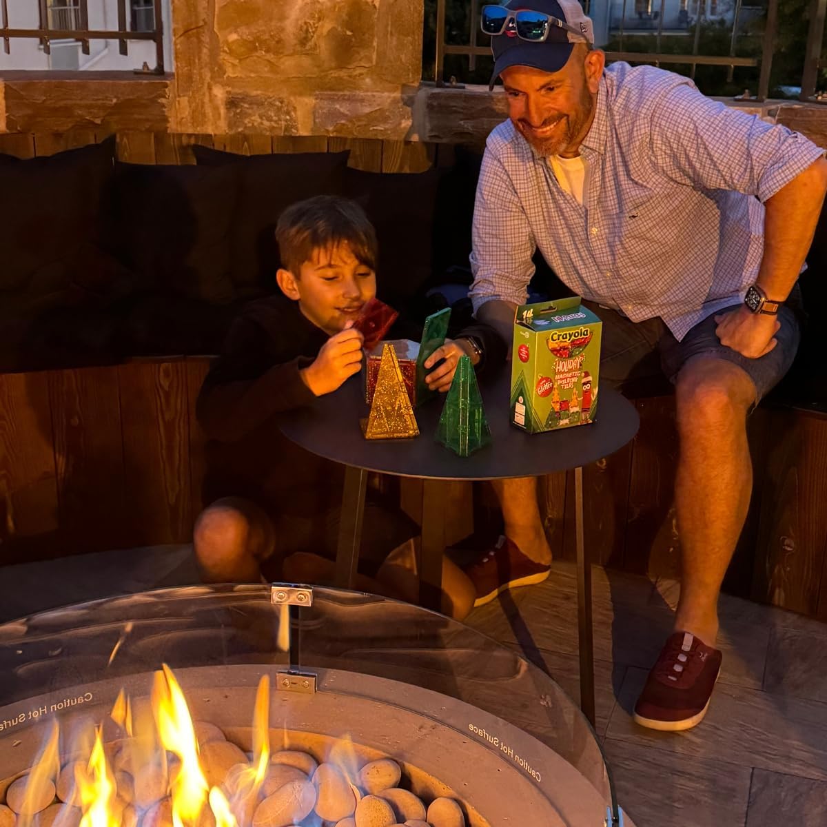 CreateOn Crayola Holiday Glitter Magnetic Tiles, Building Set for Kids, Magnetic Building Toys for Kids, STEM Travel Toys for Boys and Girls Ages 3+, 14-Piece Set (Holiday Glitter)