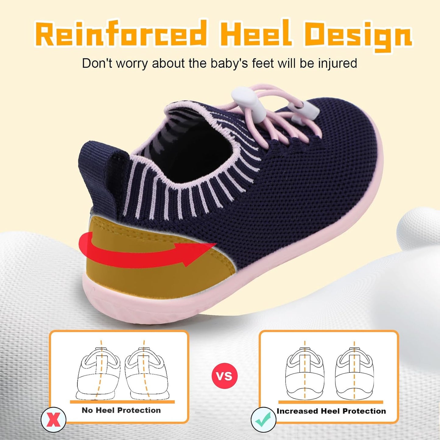 FEETCITY Baby Shoes Boys Girls First Walking Shoes Lightweight Infant Sneakers Slip On Shoe