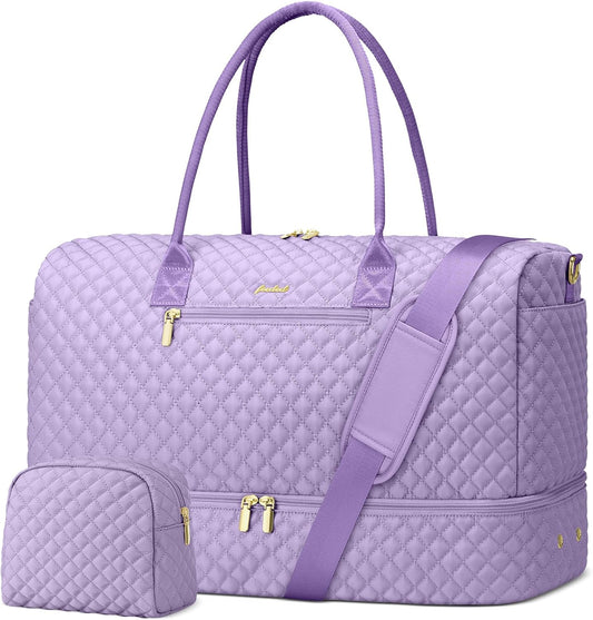 Travel Bag Weekender Bags for Women - Carry on Overnight Bag with Shoe Compartment Duffle Bag with Laptop Pocket Light Purple