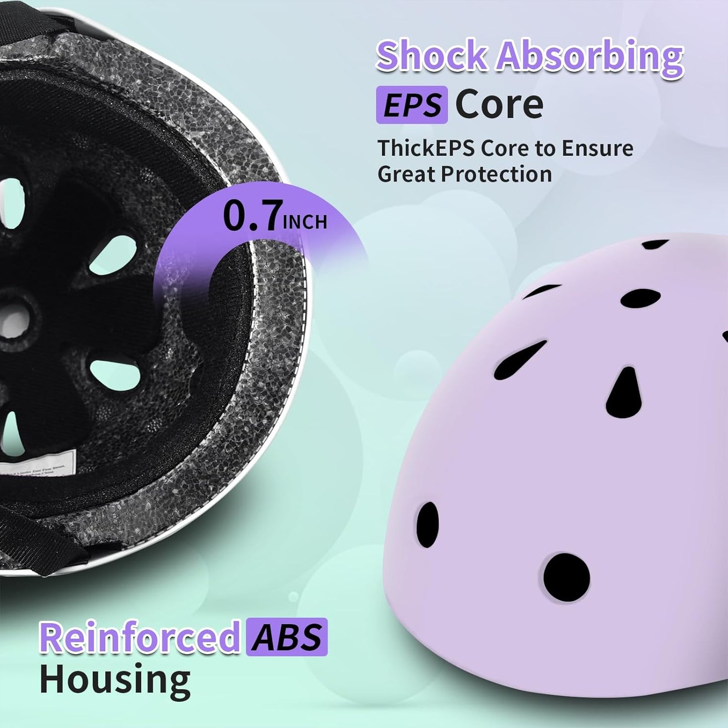 Adjustable Kids Bike Helmet with Knee & Elbow Pads Set, Color Gradient Design for Boys and Girls Aged 3-14+, for Skateboarding, Scooter, Roller & Inline Skating, Longboard