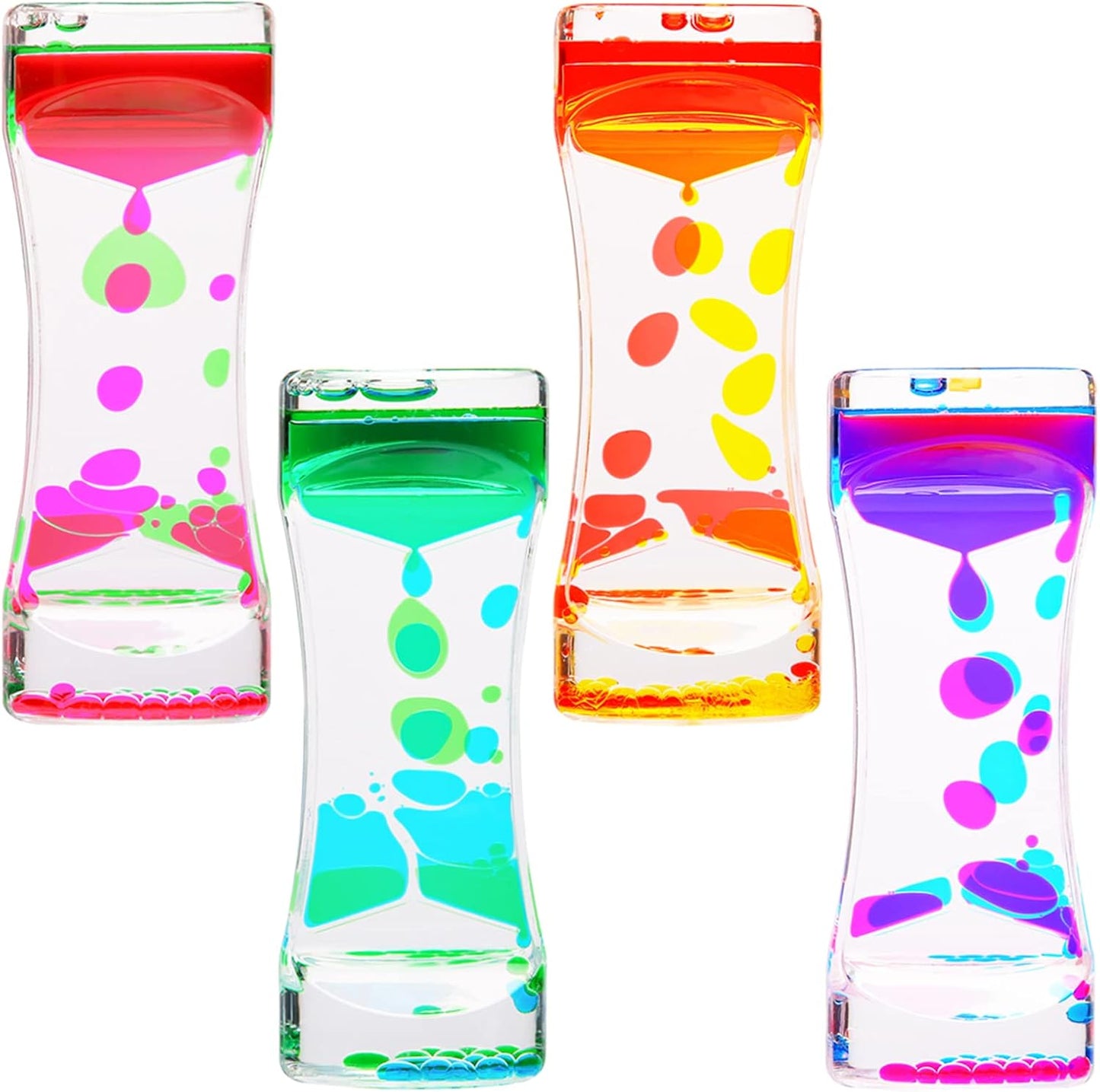 Liquid Motion Bubbler, 4 Pack Stress Management Sensory Toys, Relief Fidget Bubbler,Relaxing Water Timers,ADHD Anxiety Autism Activity,Office Home Colorful Hourglass Desk Decor