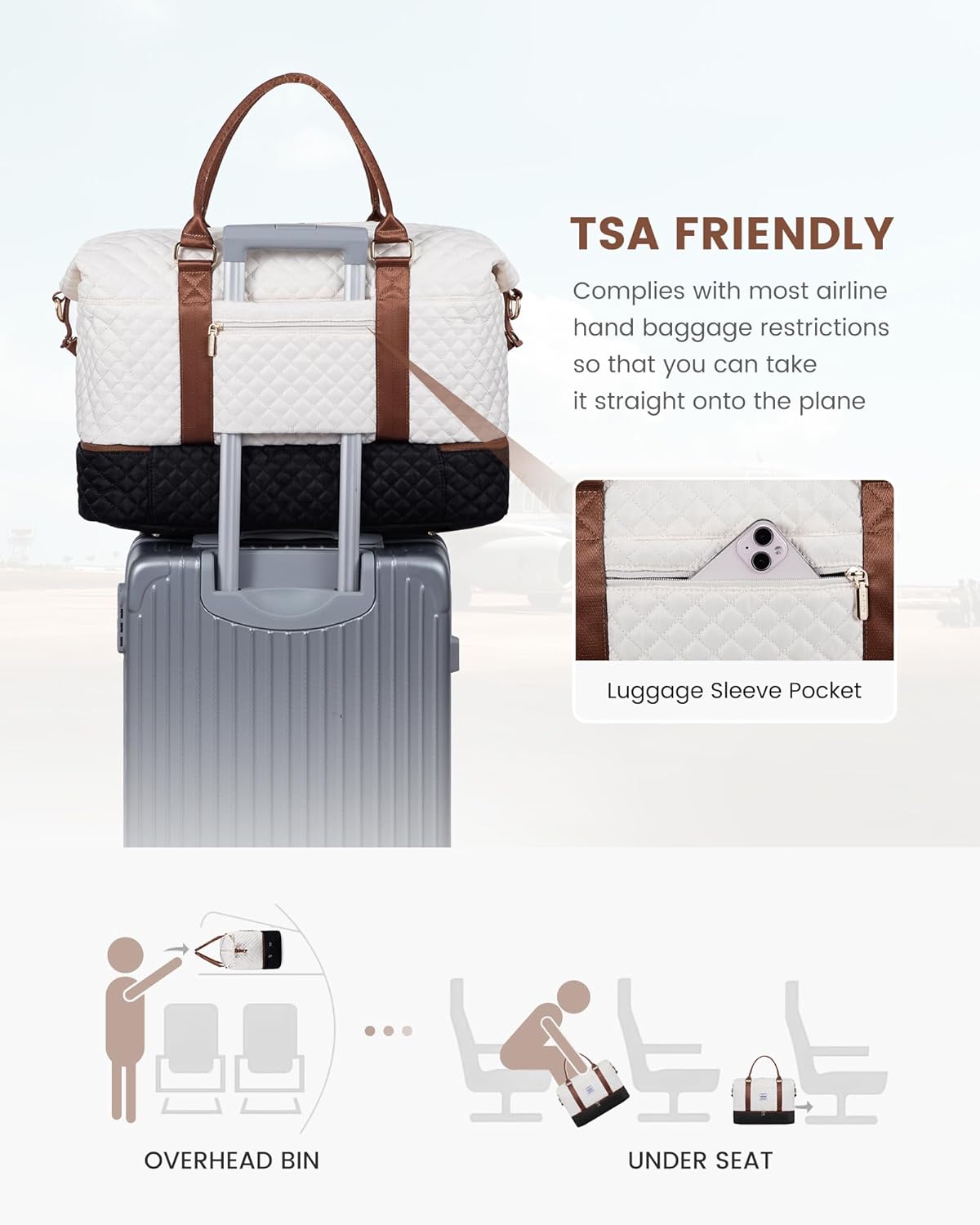 LOVEVOOK Travel Weekender Bag for Women, Carry on Overnight Bag with Shoe Compartment, Travel Duffle Bag Women, Yoga Gym Duffel Bag with Wet Pocket, Hospital Bags for Labor and Delivery, 3 Pcs Set