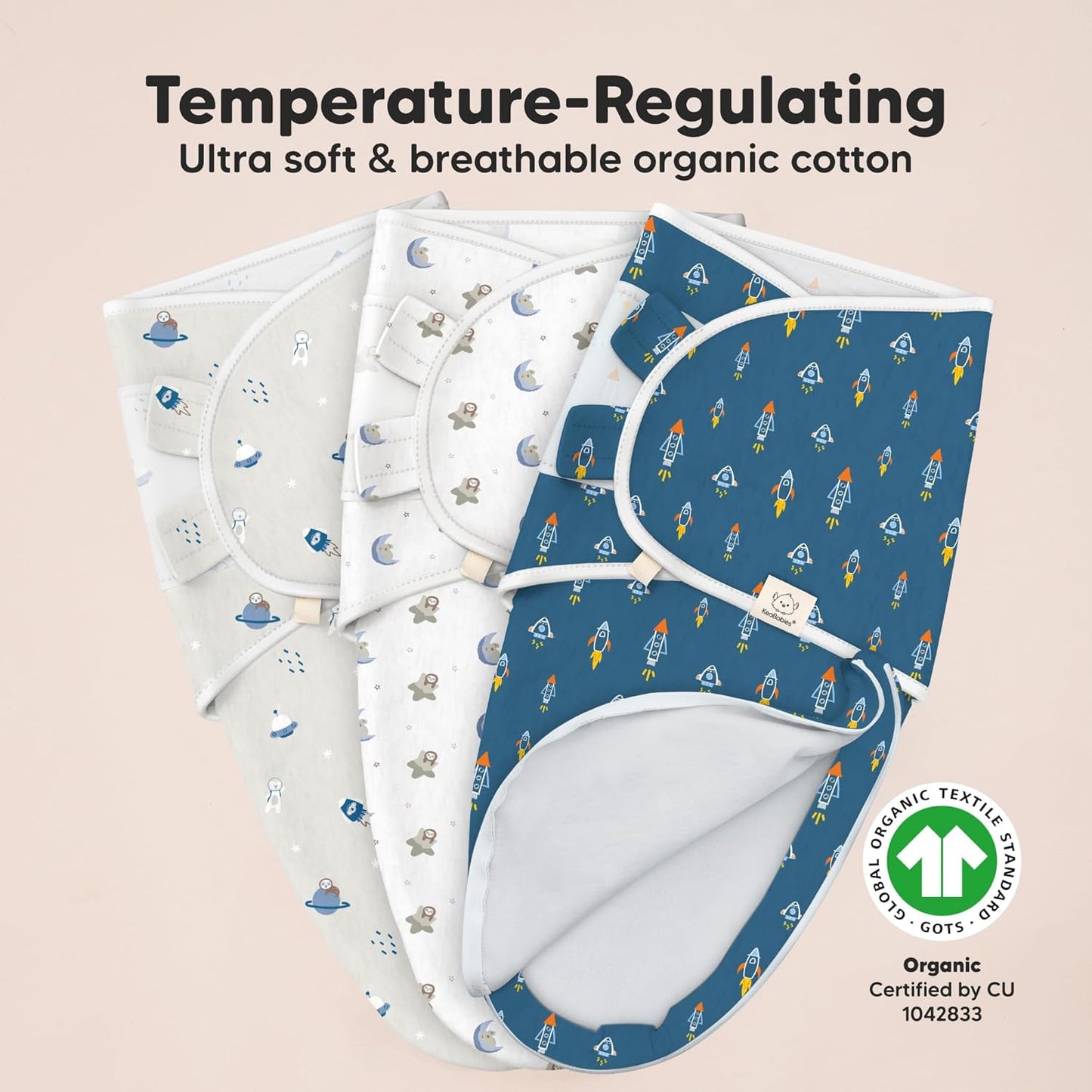 Baby Swaddle Sleep Sacks with Zipper - 3-Pack Swaddles for Newborns 0-3 Months, Infant, Baby Girls, Boys, Soft & Durable Newborn Sleep Sack, Easy Diaper Change Swaddling Blanket (Cosmo)