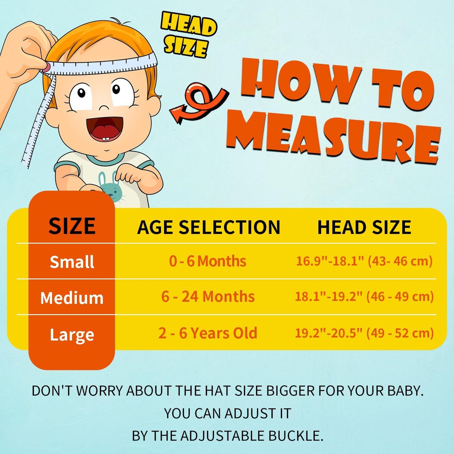 Baby Sun Hat Kids Summer UPF 50+ Toddler Bucket Hat Wide Brim Adjustable Beach Hats for Boys Girls Age 0-6 Years