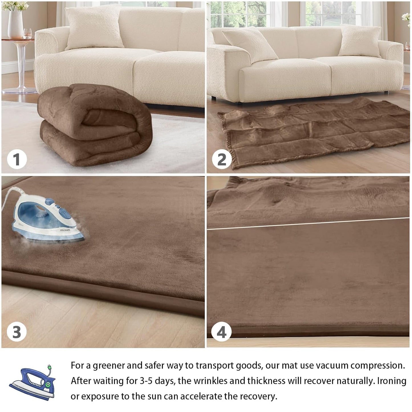 Baby Play Mat for Floor Tummy Time Mat Nursery Rug Muscle Mat Area Rug Playroom Rug Tatami Mat 9'2"x6'7" Memory Foam 1.3" Thick Crawling Mat for Babies,Toddlers, Infants, Kids,Floor Mat,Coffee