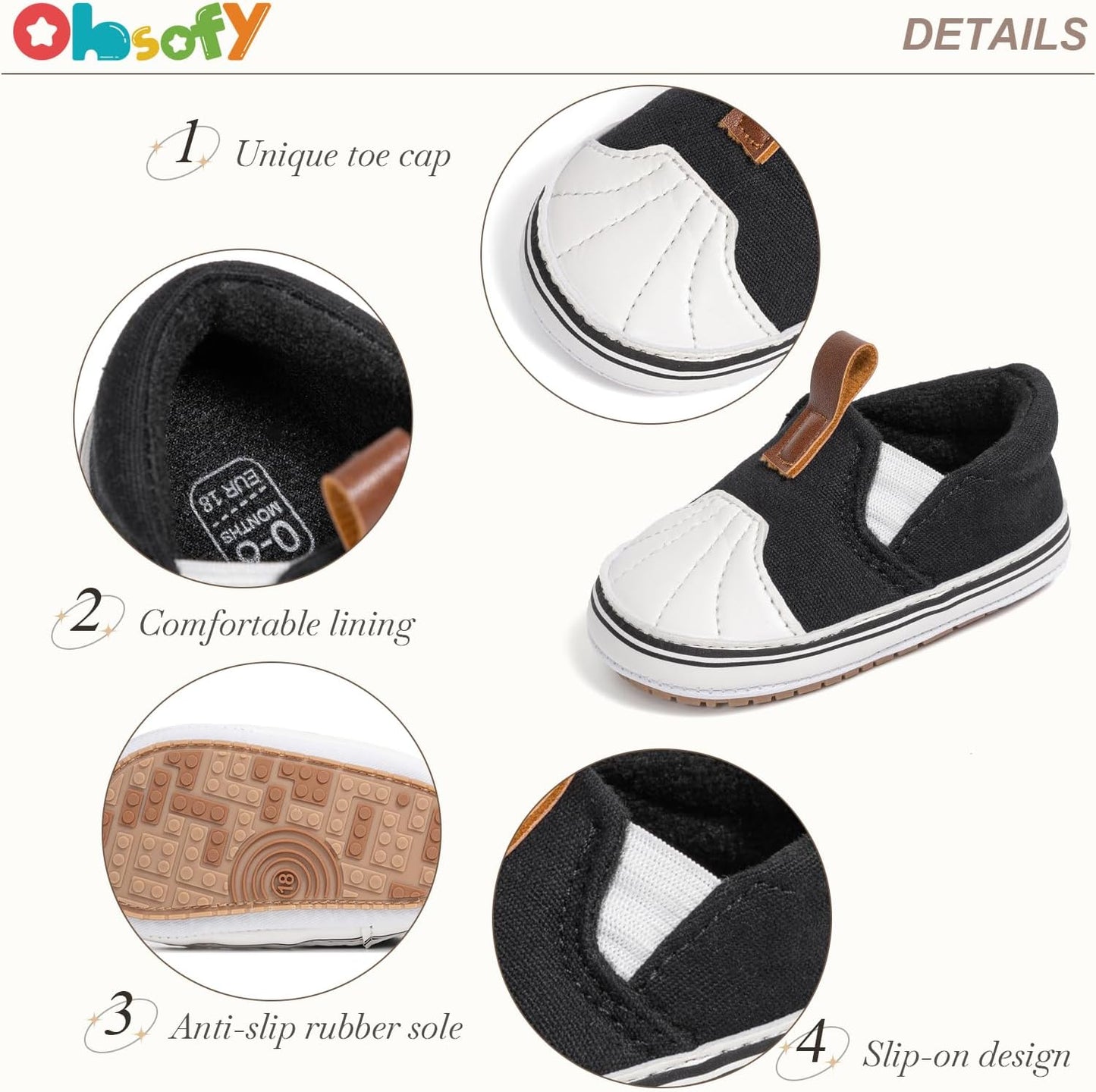 Morbido Infant Baby Boys Girls Canvas Sneaker Toddler Slip On Anti Skid Newborn First Walkers Candy Shoes for 0-18 Months