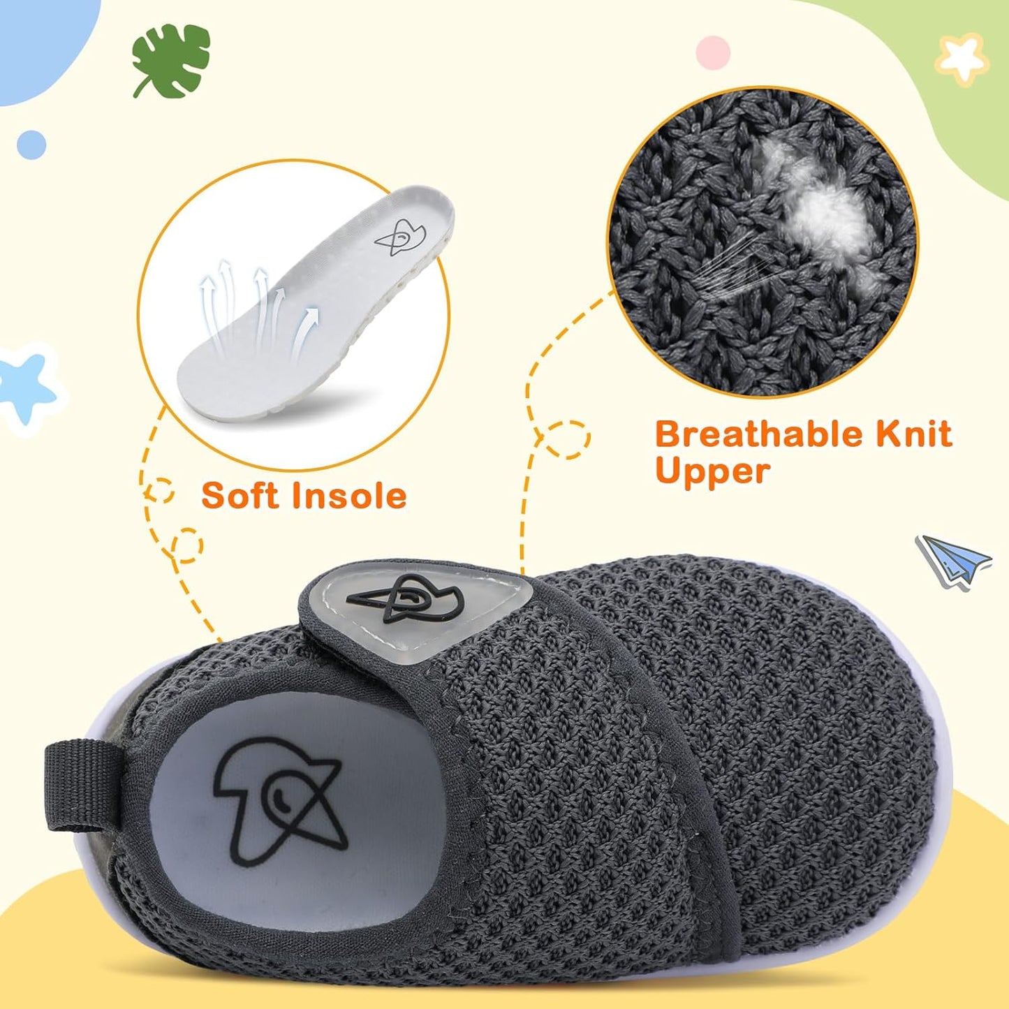 LeIsfIt Baby Shoes Boys Girls First Walking Shoes Non-Slip Infant Sneakers Lightweight Slip-on Crib Sneakers for First Walkers