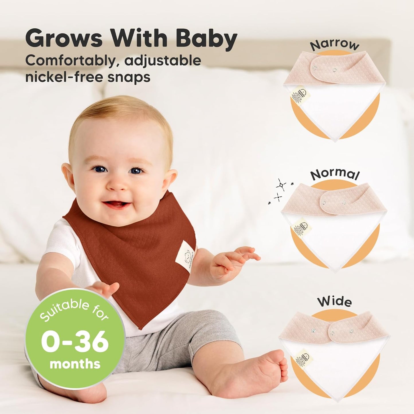 KeaBabies 8-Pack Bandana Bibs for Baby Girls, Boys - Organic Cotton Baby Bibs for Drooling & Teething Newborn, Toddler, Infant 0-36 Months, Extra Soft, Absorbent Cloth with Snaps (Sahara)