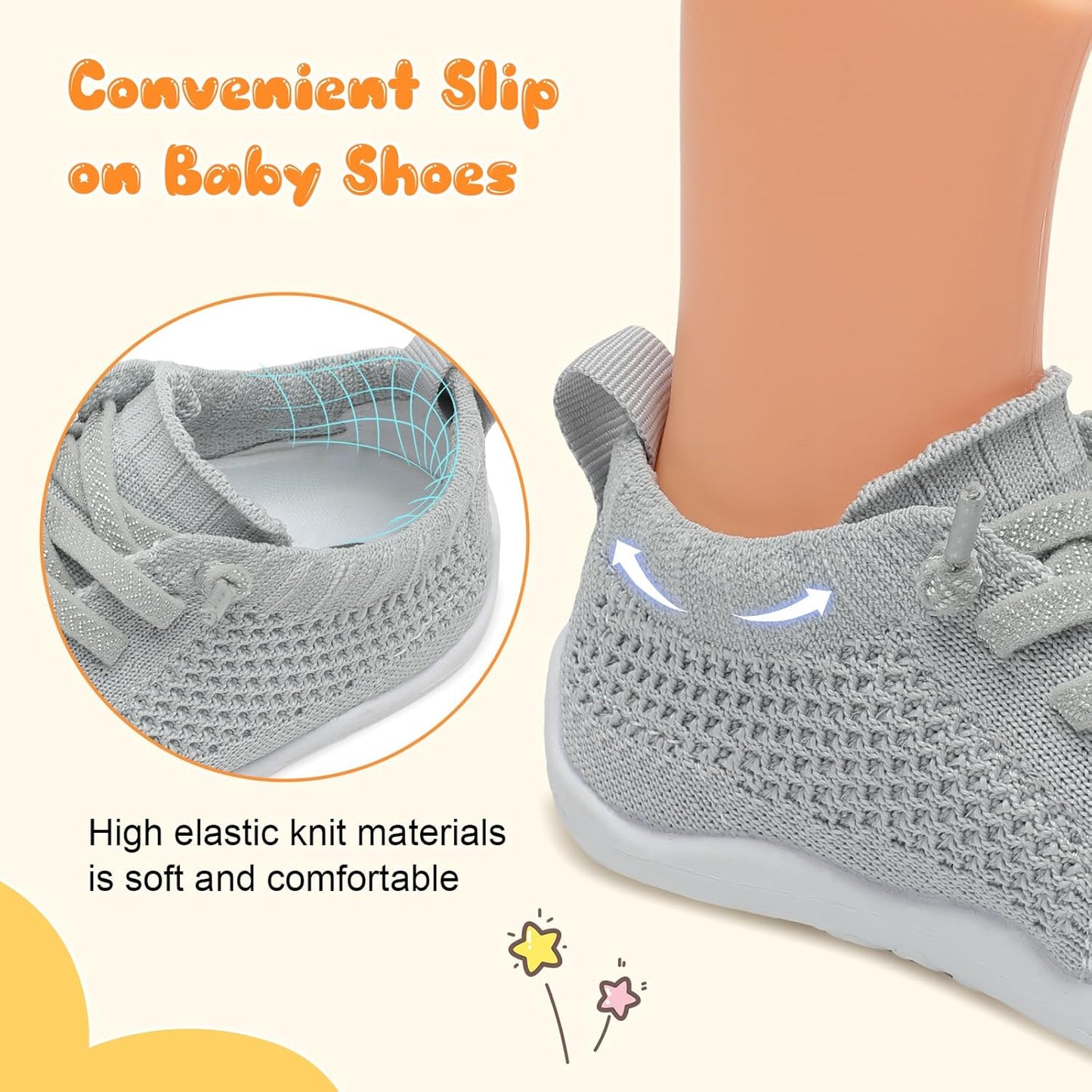 JIASUQI Baby Shoes for Toddler Boys Girls Sneakers Slip on Walking Shoes for Babies