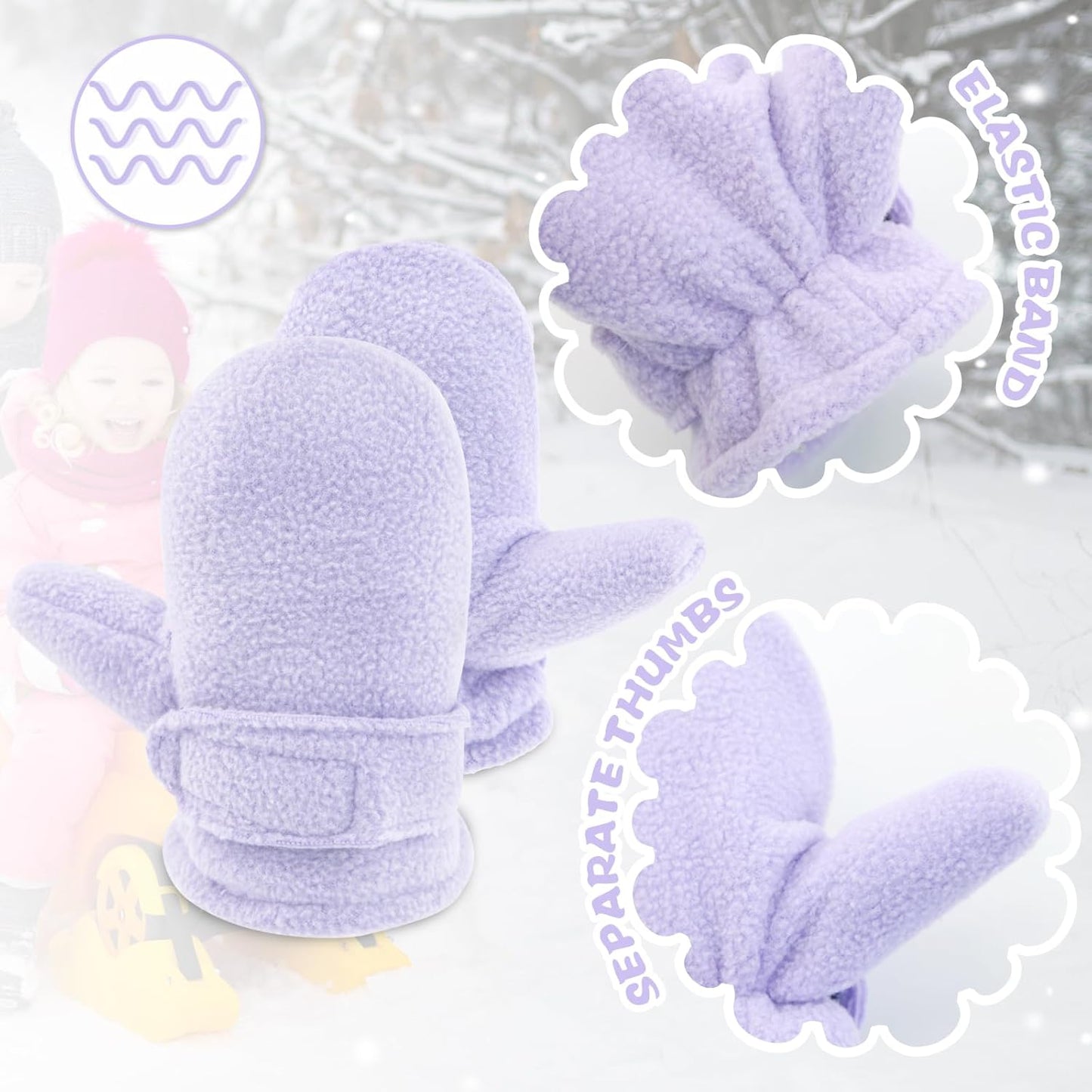 BAVST Baby Toddler Winter Mittens Girls Warm Fleece Lined Gloves Kids Sherpa Lined Mittens for Boys