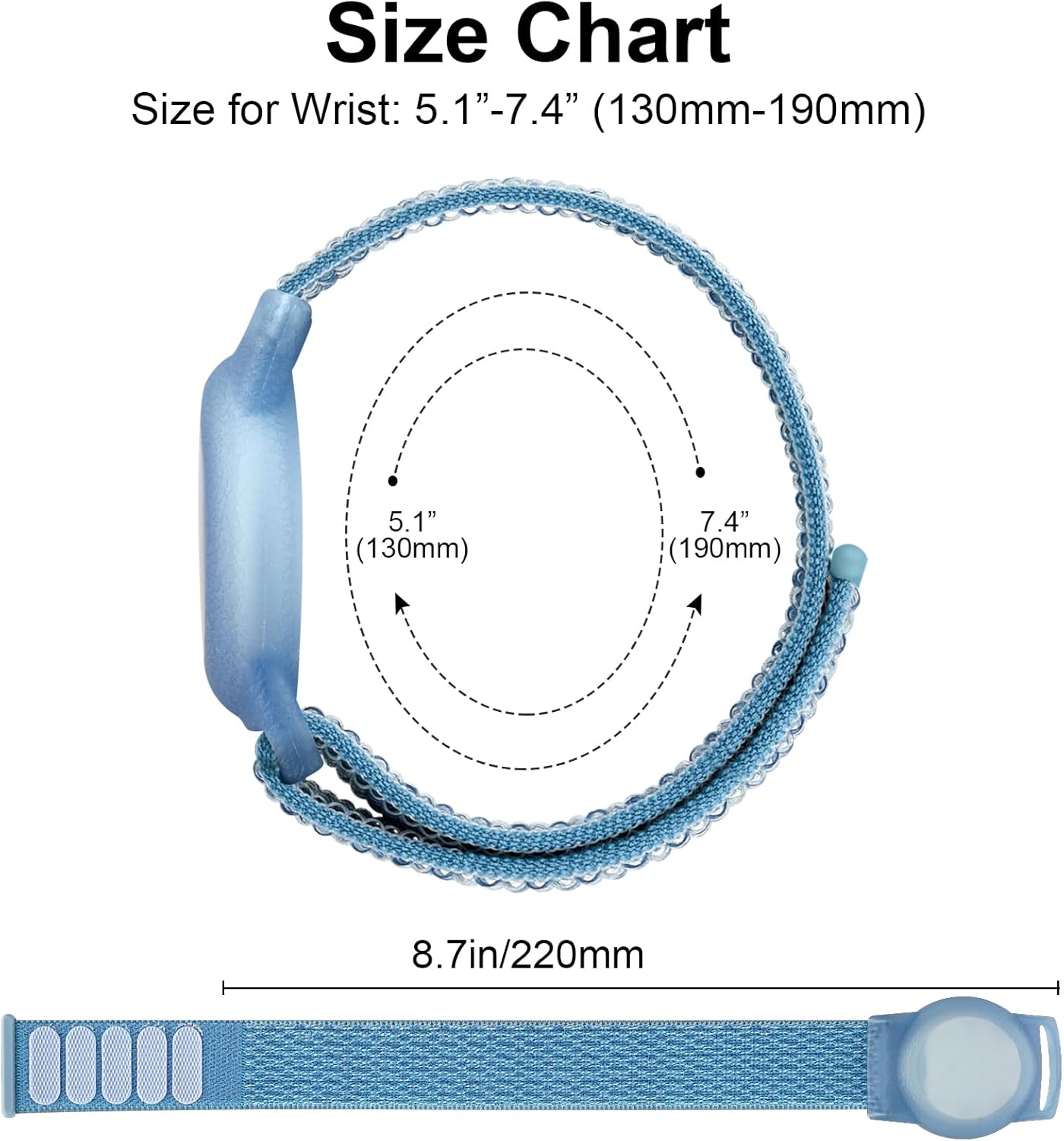 Vancle Kids Wristband for Apple AirTag, Protective Case for Air Tag GPS Tracker Holder with Nylon Bracelet, Adjustable Anti Lost Watch Band for Toddler Baby Children Elders