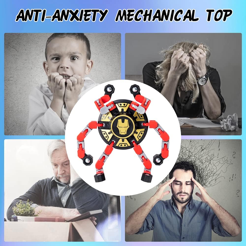 21Pack Fingertip Gyro Toy Fingertip Mechanical Top DIY Deformation Robot Metal Transformable Gyro Spinners Funny Finger Chain Robot Toy Fidget Spinners Stress Relief ADD ADHD Astium for Kids Adults