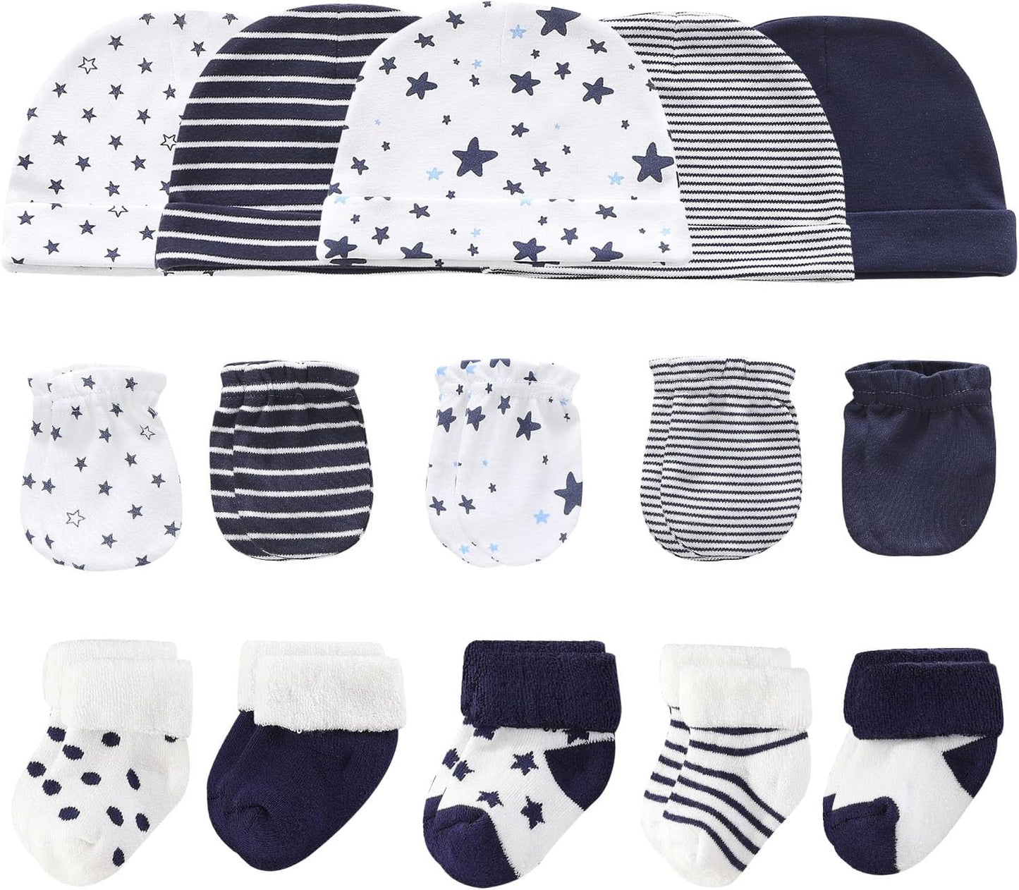 Baby Hats Mittens and Socks Set Cotton Newborn Hat Beanie Soft Infant Girls Boys Caps Gloves 0-6 month