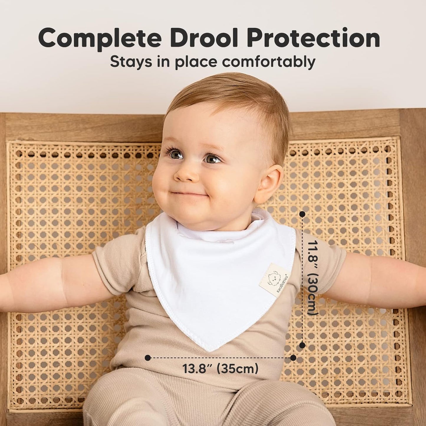 8-Pack Organic Baby Bandana Bibs for Boys, Girls - Super Absorbent Triangle Baby Bibs for Drooling and Teething Infant, 100% Cotton Extra Soft for Newborn, Infant 0-36 Months (Basics)