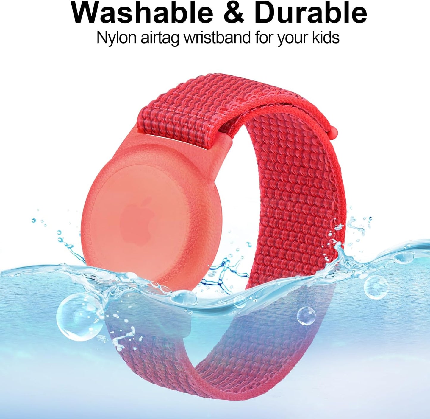 Vancle Kids Wristband for Apple AirTag, Protective Case for Air Tag GPS Tracker Holder with Nylon Bracelet, Adjustable Anti Lost Watch Band for Toddler Baby Children Elders