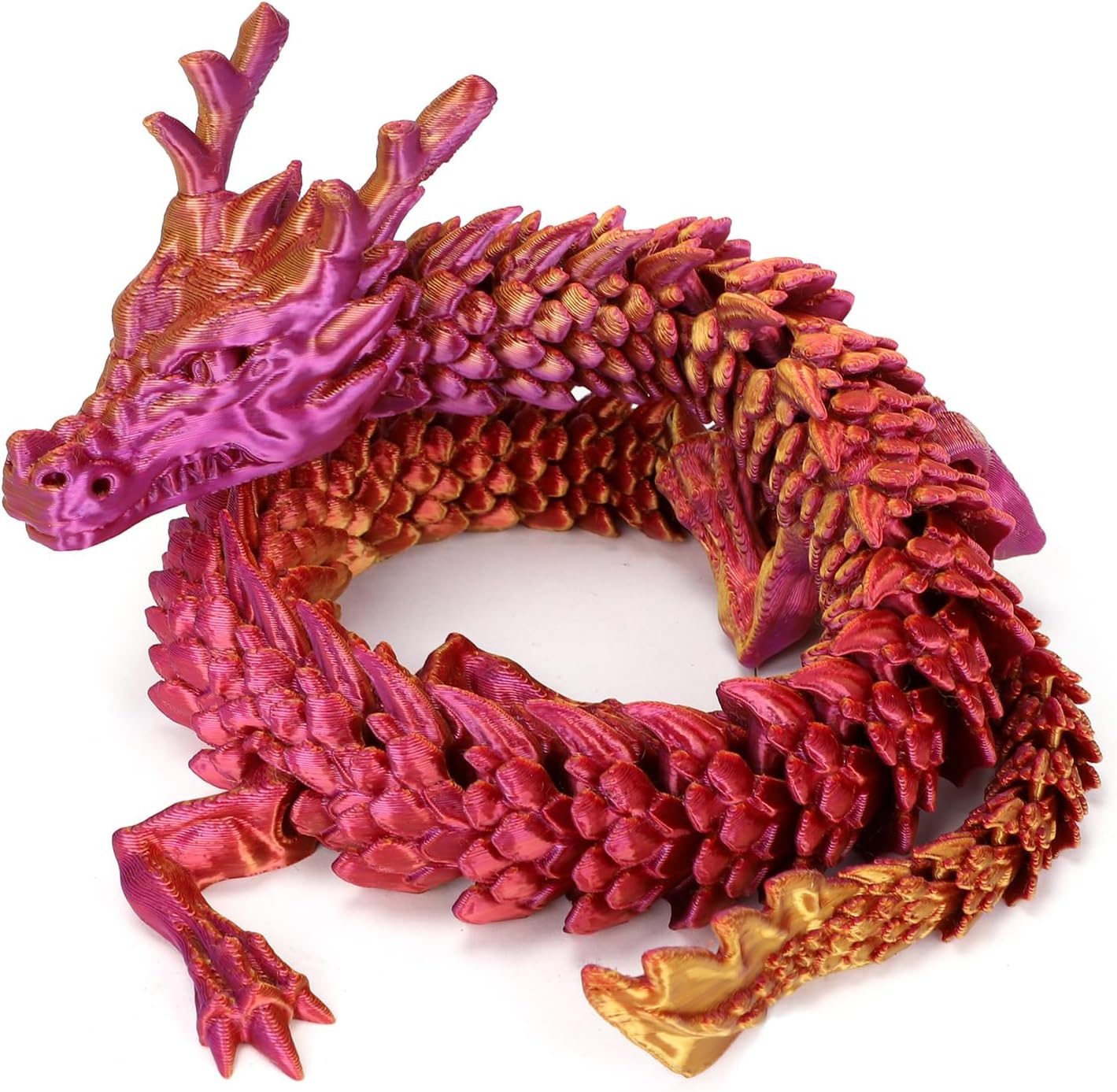 3D Printed Dragon, 17.7 Inch Articulated Dragon, Crystal Dragon, Dragon Fidget Toy, Home Office Decor Executive Desk Toys (Red)