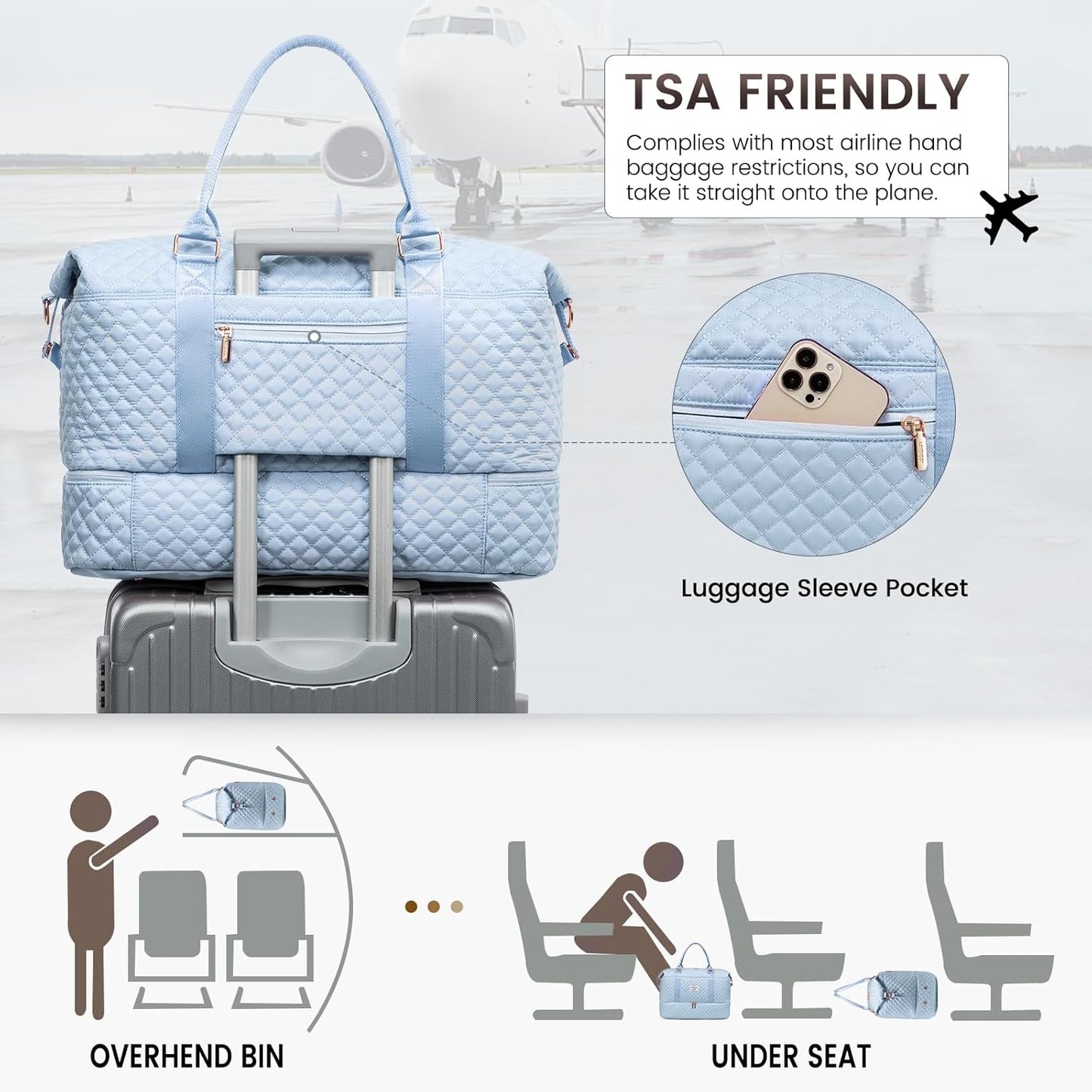 LOVEVOOK Travel Duffle Bag,Weekender Bags for Women with Shoe Compartment，Carry on Overnight Bag with Toiletry Bag,Gym Duffel Bag with Wet Pocket, Hospital Bags for Labor and Delivery