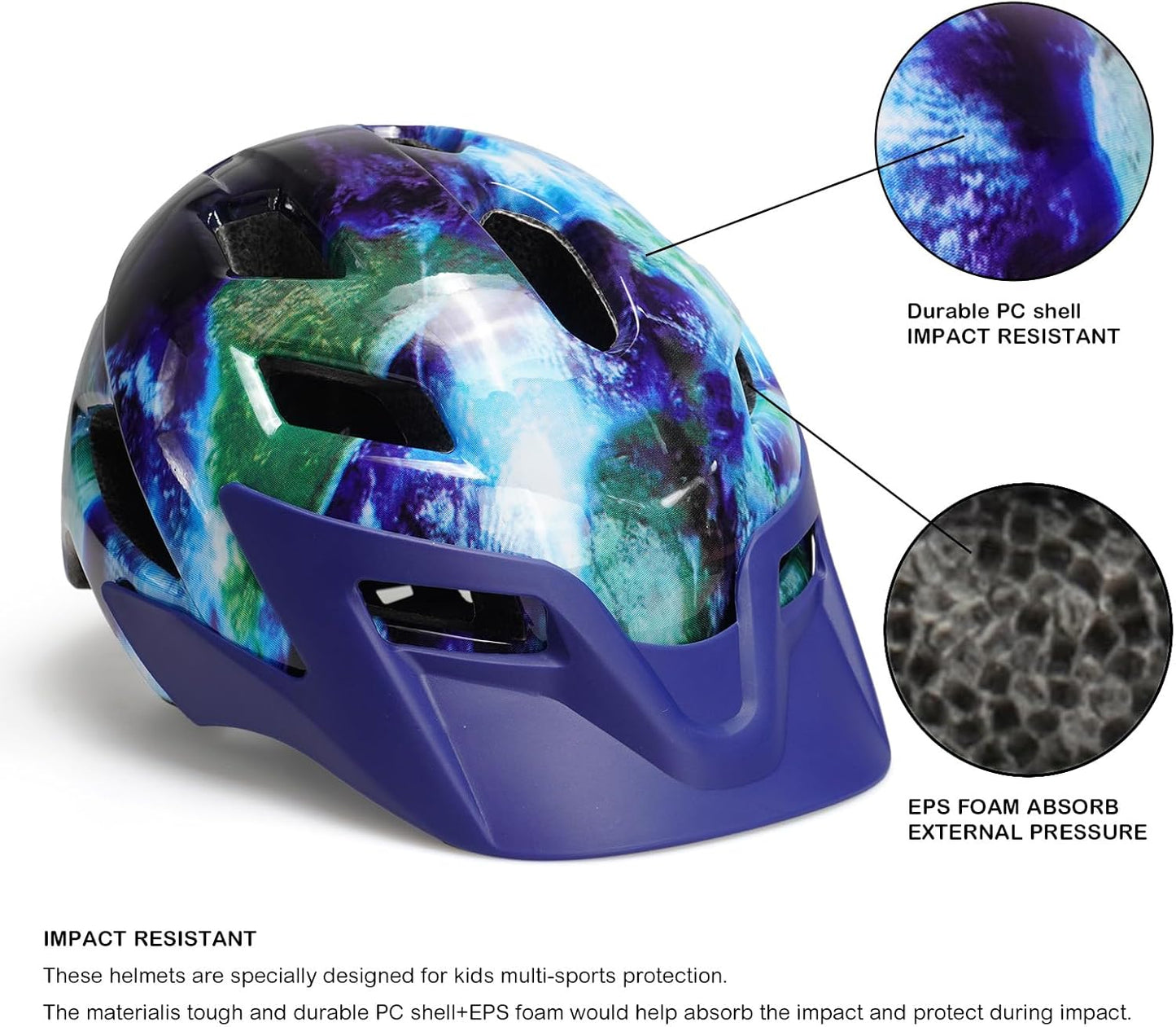 Kids Helmet, Exclusky Kids Bike Helmet Adjustable Safety Lightweight Children Bicycle Helmet for Kids Skating Cycling Scooter Boys and Girls Bicycle Helmets Ages 5-8-14