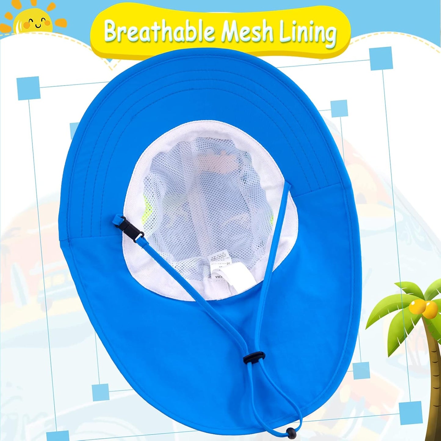 XIAOHAWANG Girls Sun Hat Baby Beach Hats Boys UPF 50+ Kids Summer Protection Cap Toddler Breathable Caps Wide Brim Neck Flap