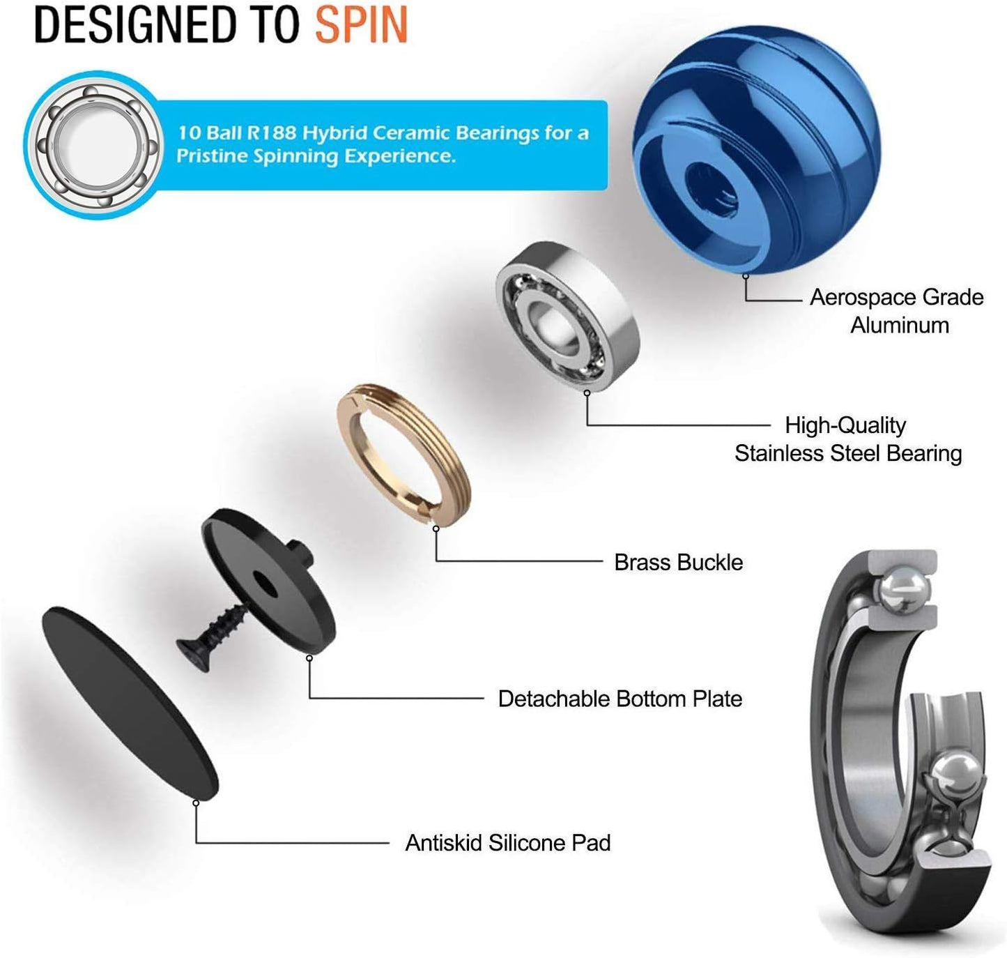 Kinetic Desk Toy,Optical Illusion Metal Fidget Spinning Ball,Office Executive Stress Relief Spinner Toys for Adults & Kids