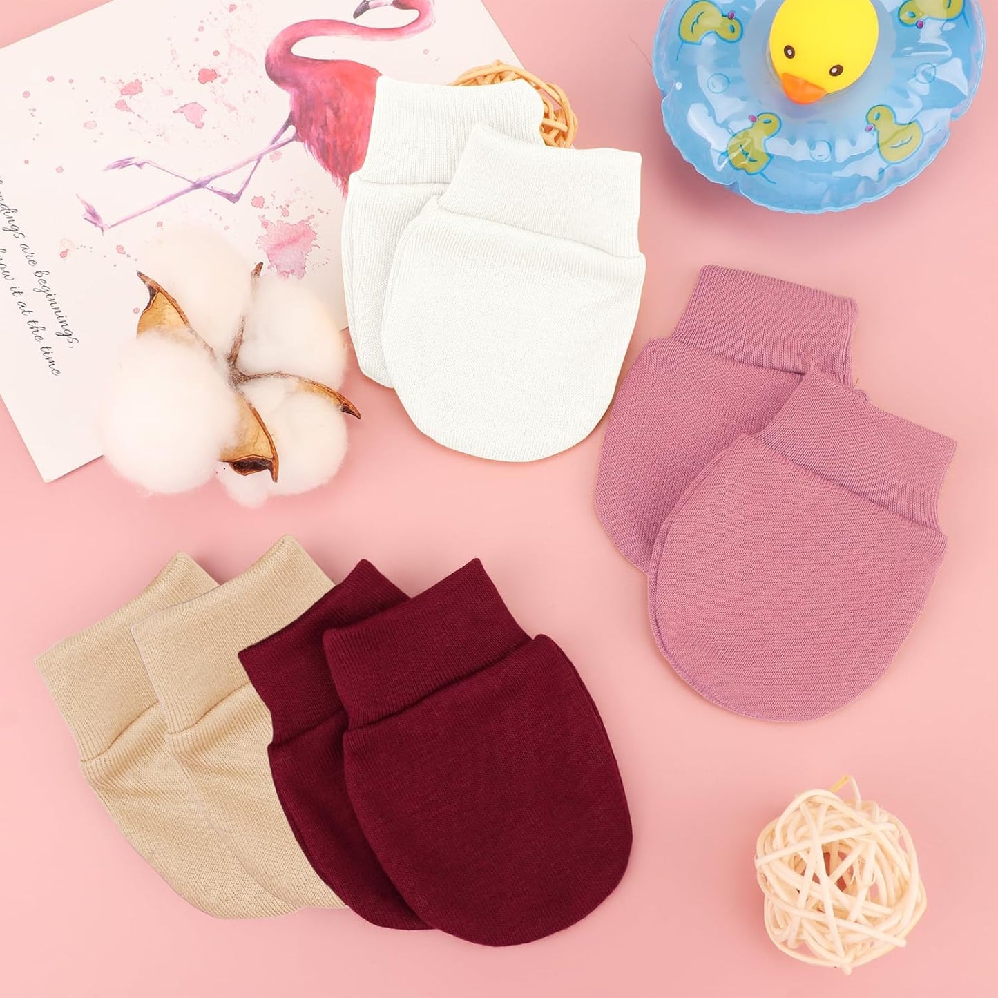 Newborn Baby Mittens No Scratch Cotton Elastic Wrist Gloves Infant Toddler Mittens for Baby Boy Girl 0-6 Months