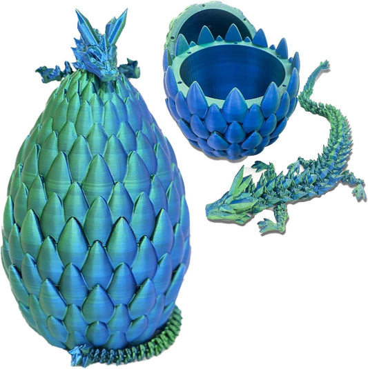 Easter Dragon Eggs 3D Printed Dragon Egg with Dragon Inside Articulated Crystal Dragon Fidget Toy Mystery Easter Suprise Home Office Decor Executive Desk Toys