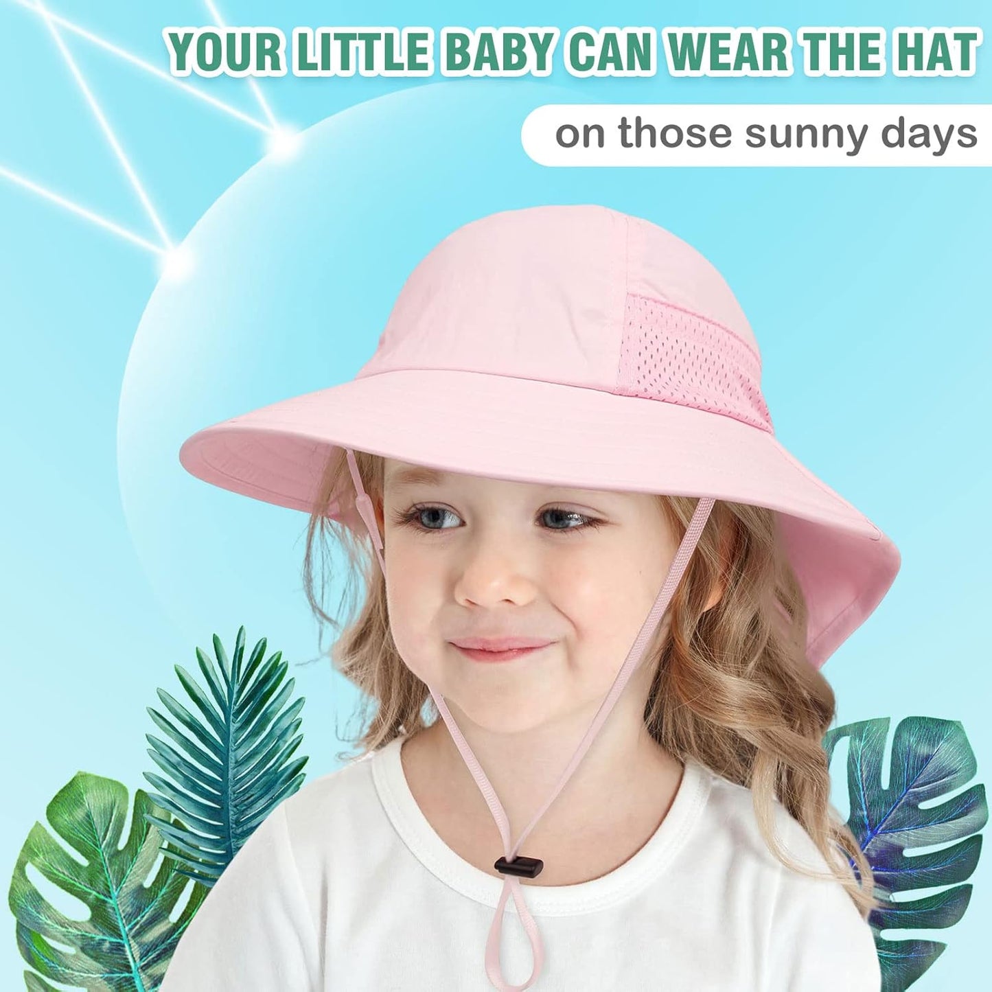 XIAOHAWANG Girls Sun Hat Baby Beach Hats Boys UPF 50+ Kids Summer Protection Cap Toddler Breathable Caps Wide Brim Neck Flap