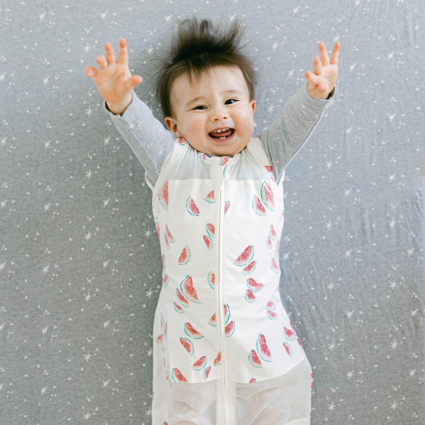 Happiest Baby Sleepea 5-Second Swaddle - 100% Organic Cotton Baby Swaddle Blanket - Doctor Designed Promotes Healthy Hip Development (Ivory Watermelons, Medium)