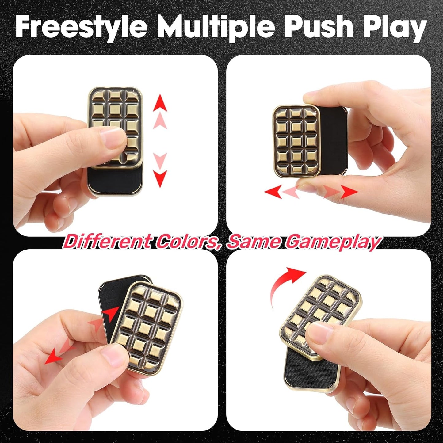 Fidget Slider for Adults - Brick Slider Metal Fidget Toys, Anxiety/ADHD/Annoy Relieving EDC Metal Fidget, Stress Reducing Toy - Gift for Adults & Teen (Gold)