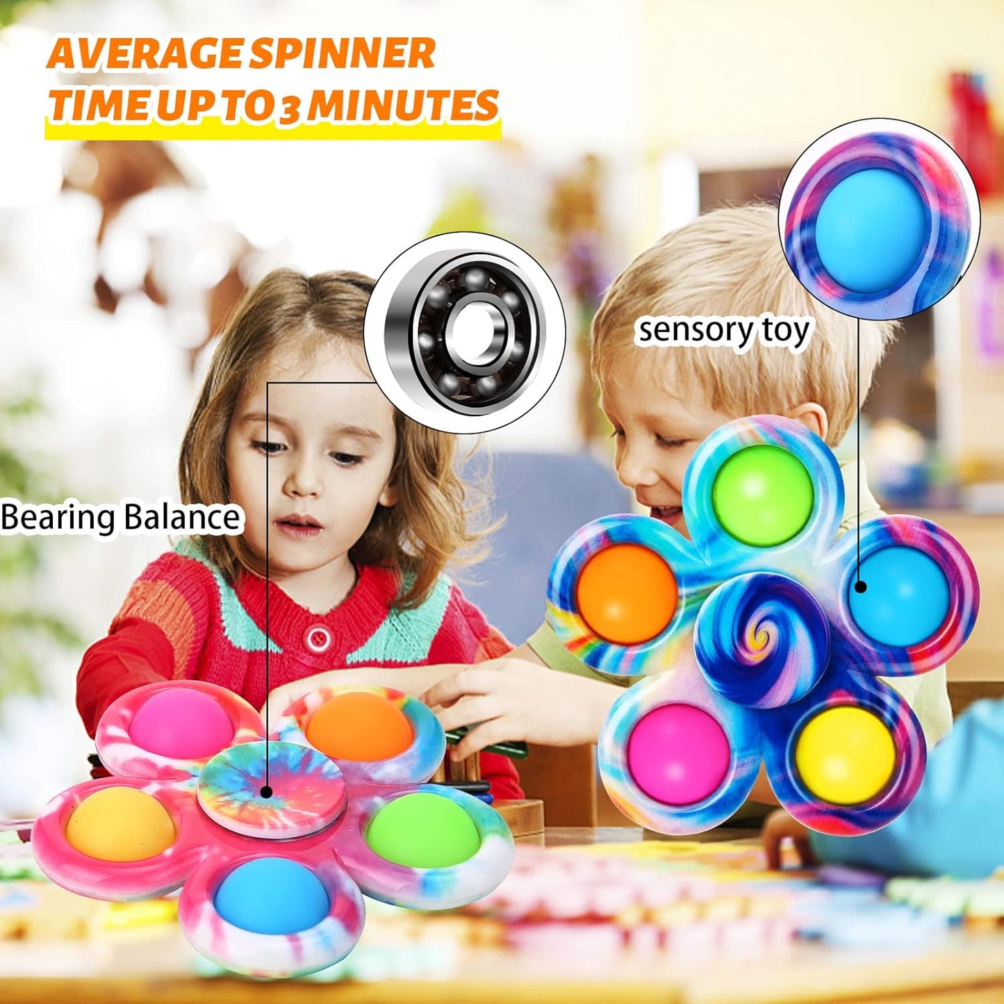SCIONE 24 Pack Party Favors Fidget Spinners for Kids 4-8 8-12, Goodie Bags Stuffers for Kids 3-5, Pop Fidget Toys Bulk Classroom Prizes for Girls Boys, Toddler Birthday Party Return Gifts
