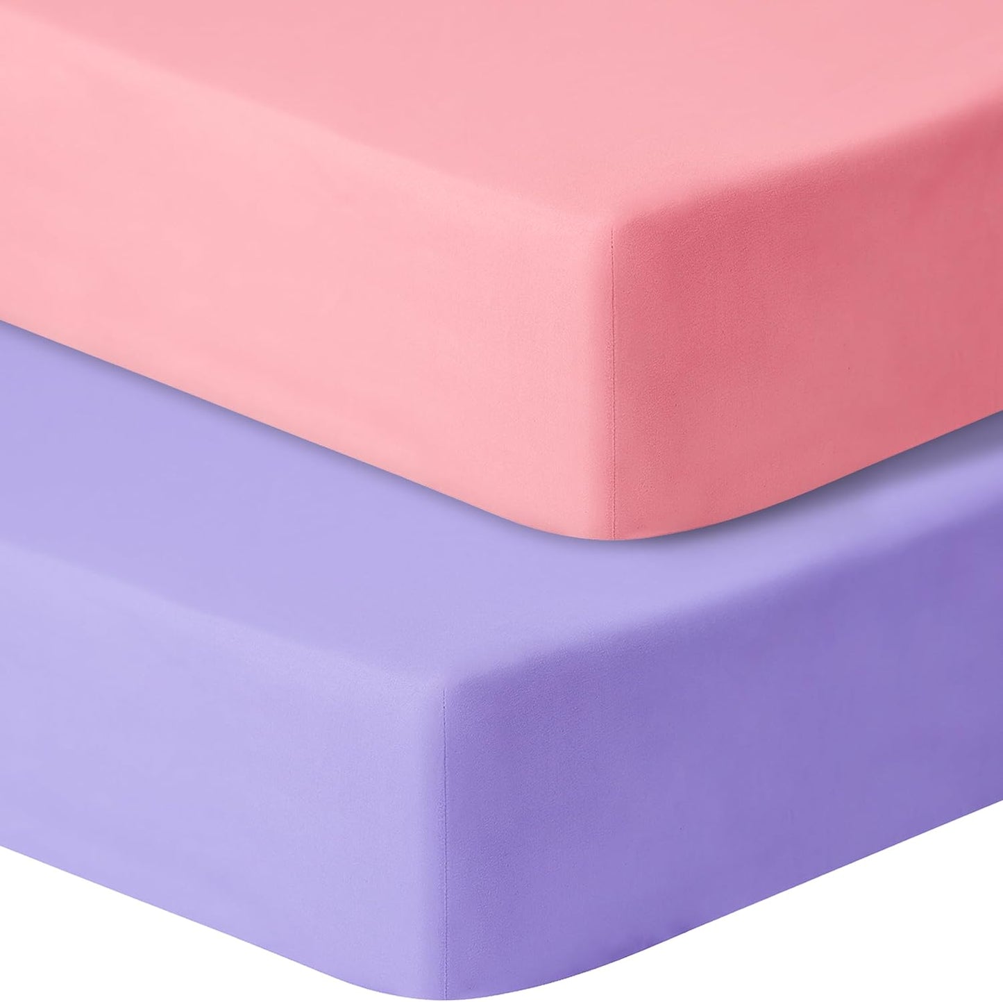 Baby Crib Sheets for Boys Girls, 2 Pack Fitted Crib Sheet for Standard Crib and Toddler Mattress, Soft Microfiber Baby Sheet 52x28x8in. (Purple & Pink)