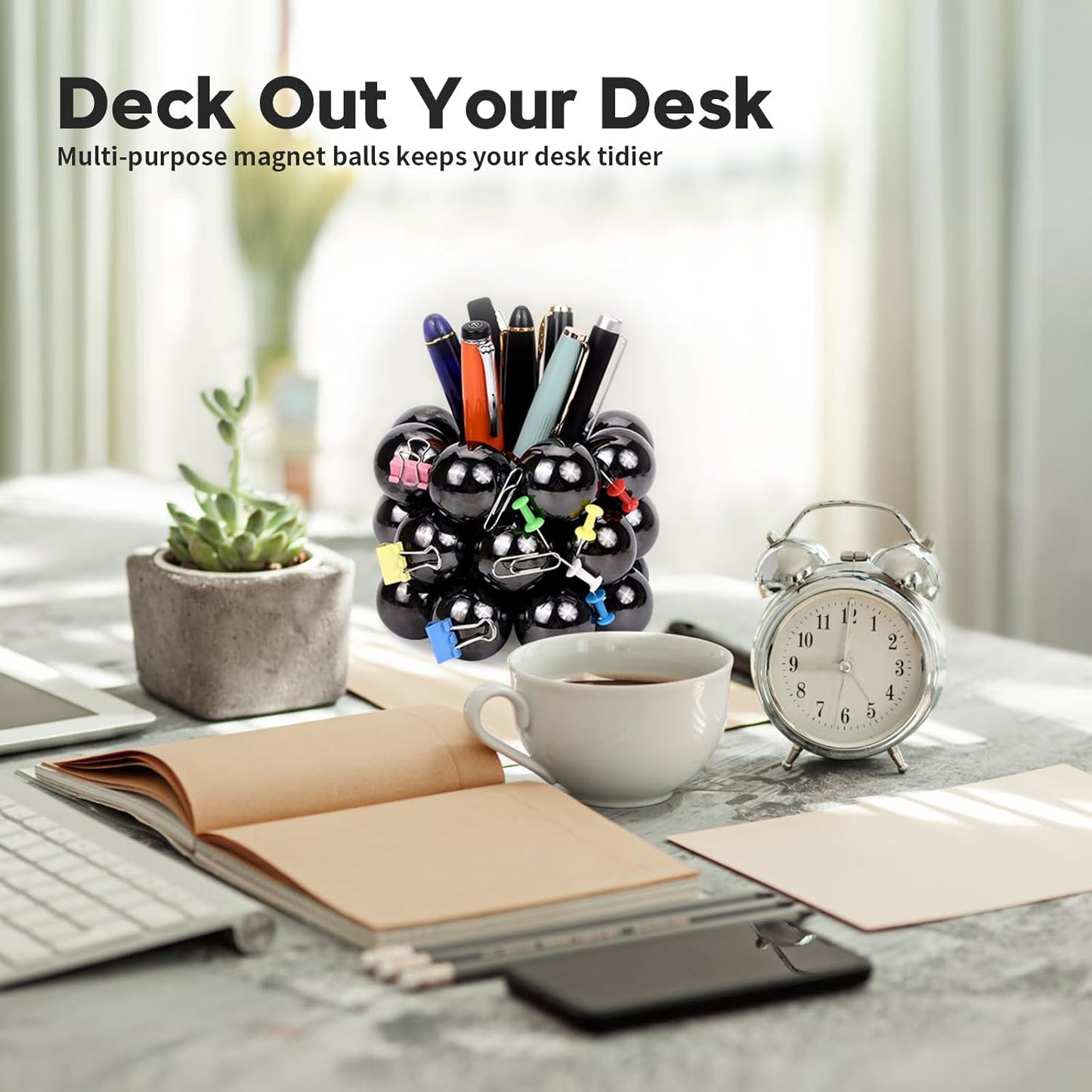 Magnetic Balls, 33mm Magnetic Fidget Balls, Magnets Balls Fidget Toys for Adults, Executive Desk Toys Gift for Stress Relief and Desk Decorations for Men, Women, Teens, Office Workers (Black, 6 Pack)…