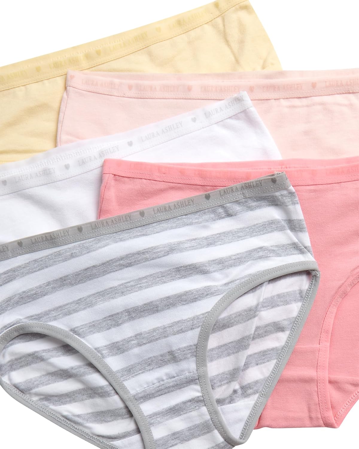 Laura Ashley Girls Underwear - 5 Pack Soft Stretch Breathable Panties for Girls - Lightweight Cotton Panties (Size: 4-12)