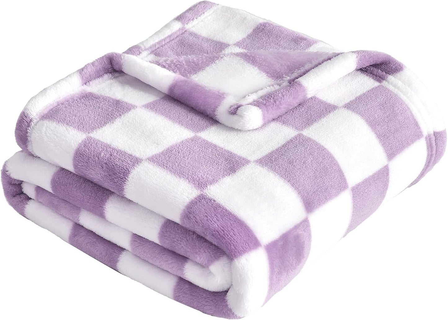 Yurhap Checkered Baby Blanket Fleece Baby Blankets for Girls, Ultra Soft Cozy Fluffy Infant Toddler Newborn Receiving Blankets for Crib Stroller, 30''x40'', Purple