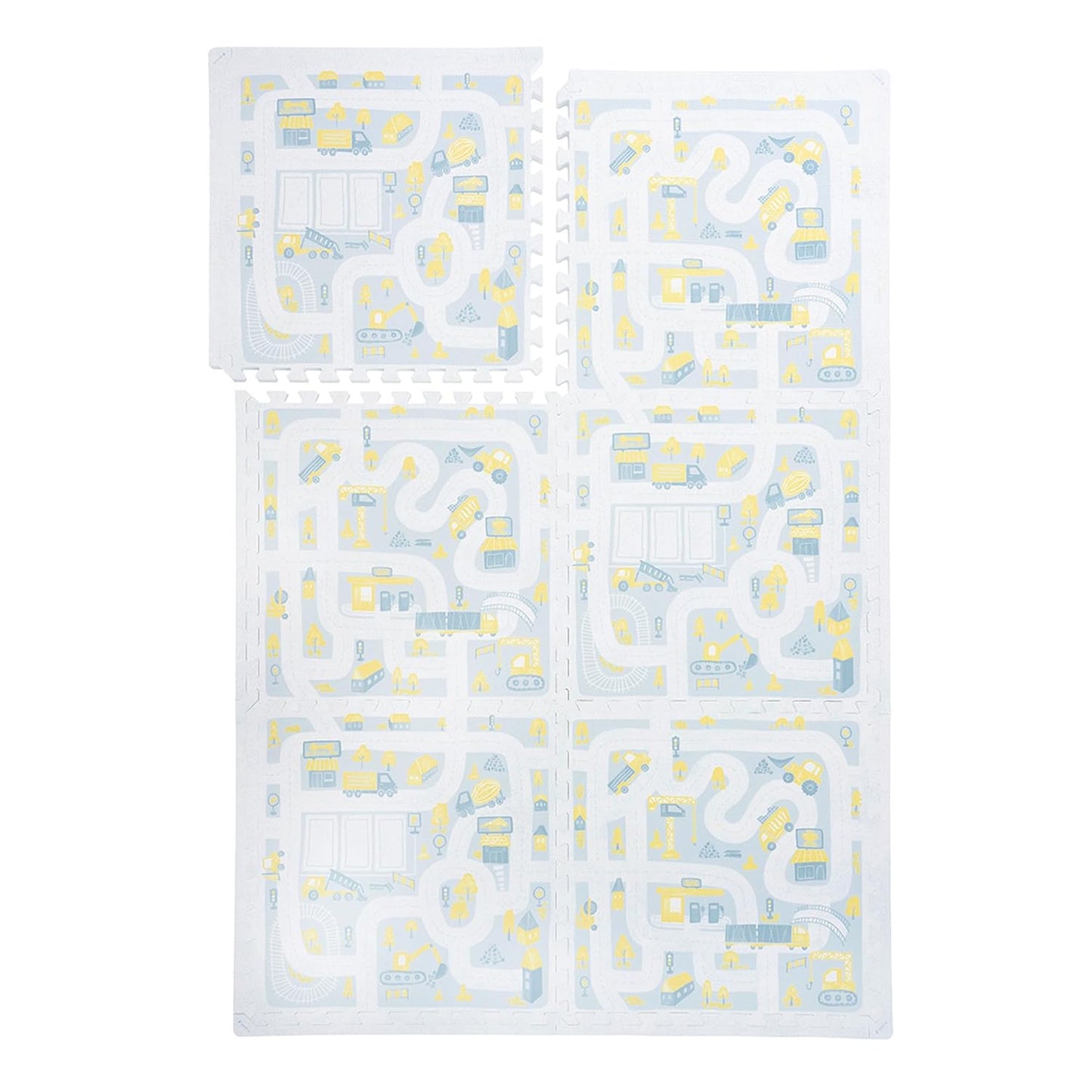 Premium Baby Foam Play Mats -Stylish Floor & Exercise Puzzle Mat for Toddlers & Kids- 6 Soft, Non-Toxic, Odorless, Peel-resistant Foam Tiles -6ft x 4ft -1"inch Extra-Thick, Pastel Blue Gray