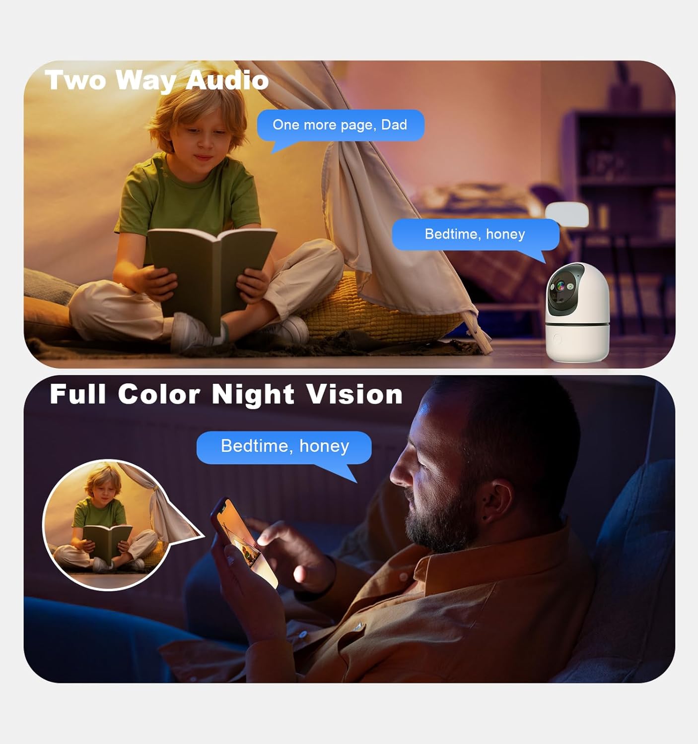 Indoor Security Camera - 5G&2.4G WiFi Cameras for Home Security Indoor One-Tap Call 911, 2K 360°Pan/Tilt AI Motion Detection Nanny/Baby/Pet/Dog Camera with Phone App/Speaker/US Cloud/IR Night Version