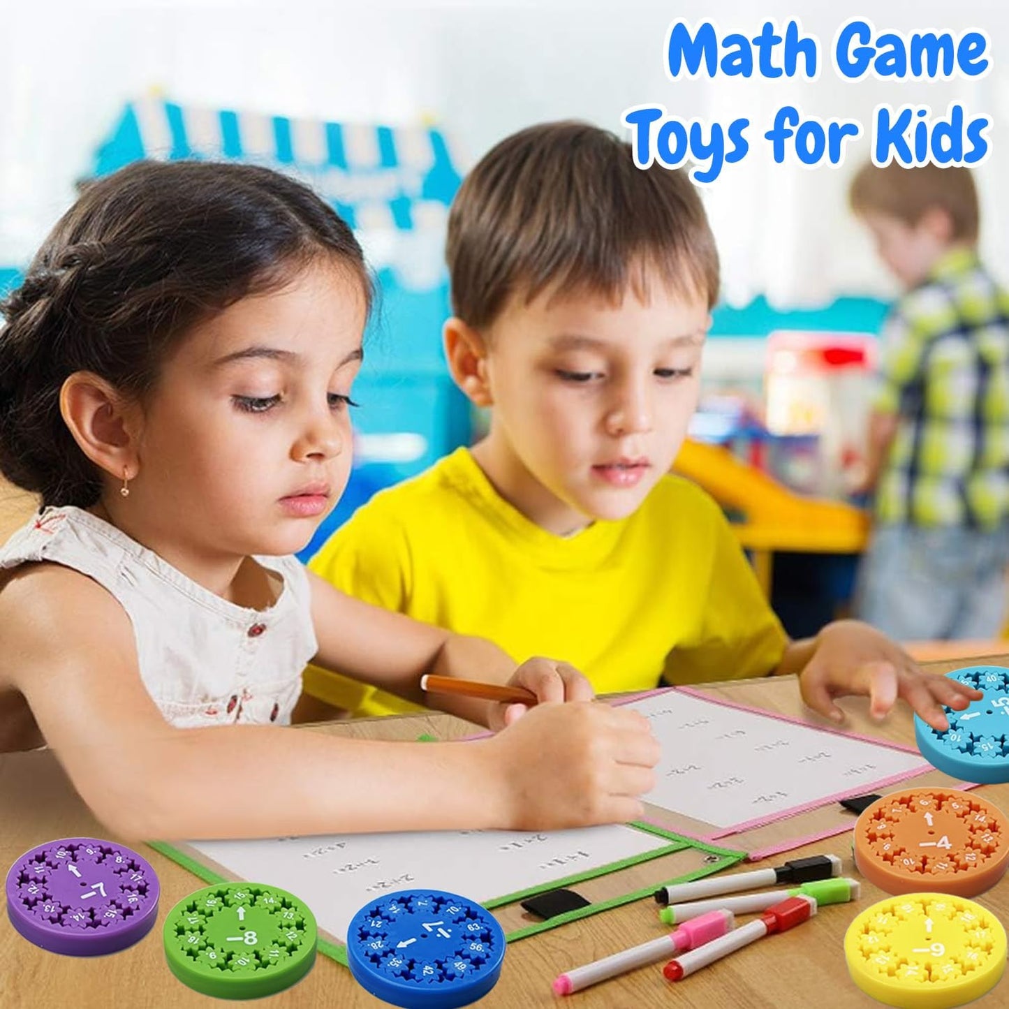 Math Fidget Spinners, Educational Math Fact Fidget Spinners, Learn Division & Multiplication Fidget Toys for Kids Adults for Stimmers & Fidgeters (Add Or Subtract 9pcs)