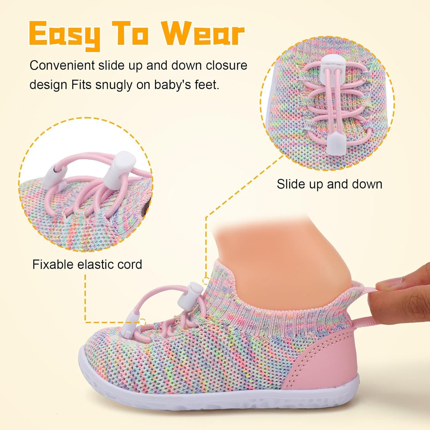 FEETCITY Baby Shoes Boys Girls First Walking Shoes Lightweight Infant Sneakers Slip On Shoe