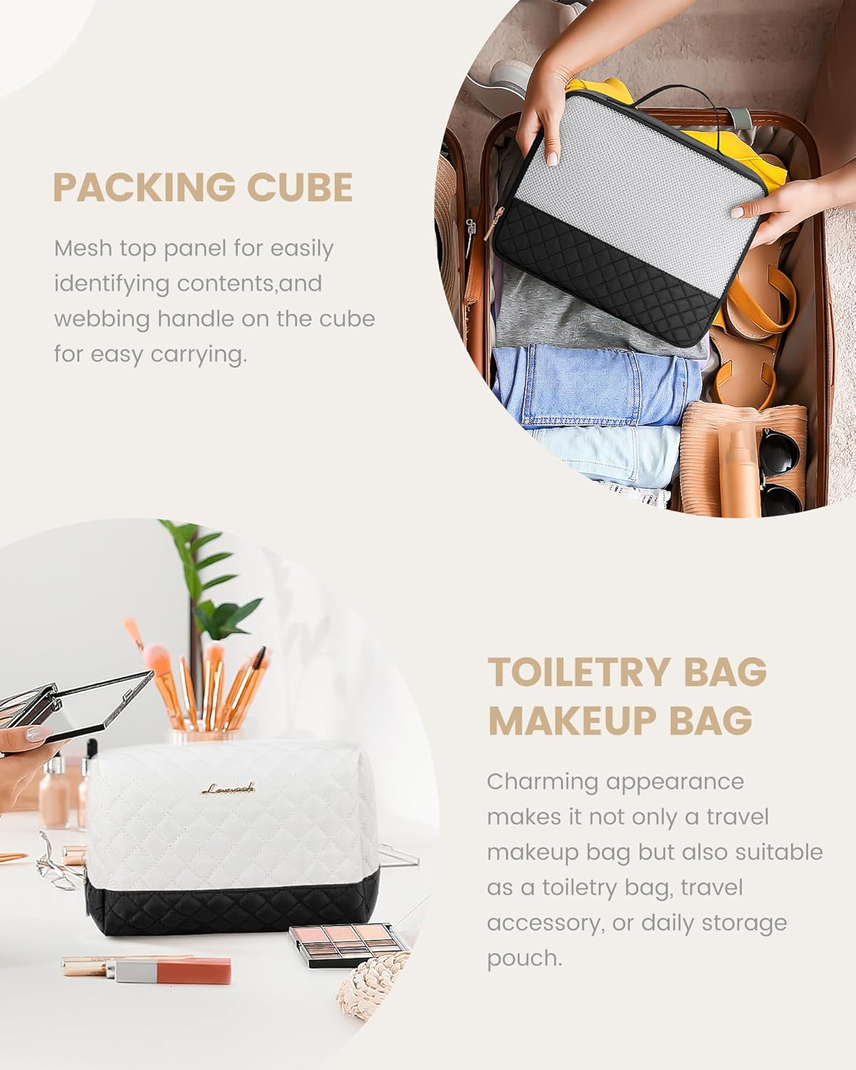 LOVEVOOK Travel Weekender Bag for Women, Carry on Overnight with Shoe Compartment, Travel Duffle Women, Yoga Gym Duffel with Wet Pocket, Hospital Bags for Labor and Delivery, 3 Pcs Set