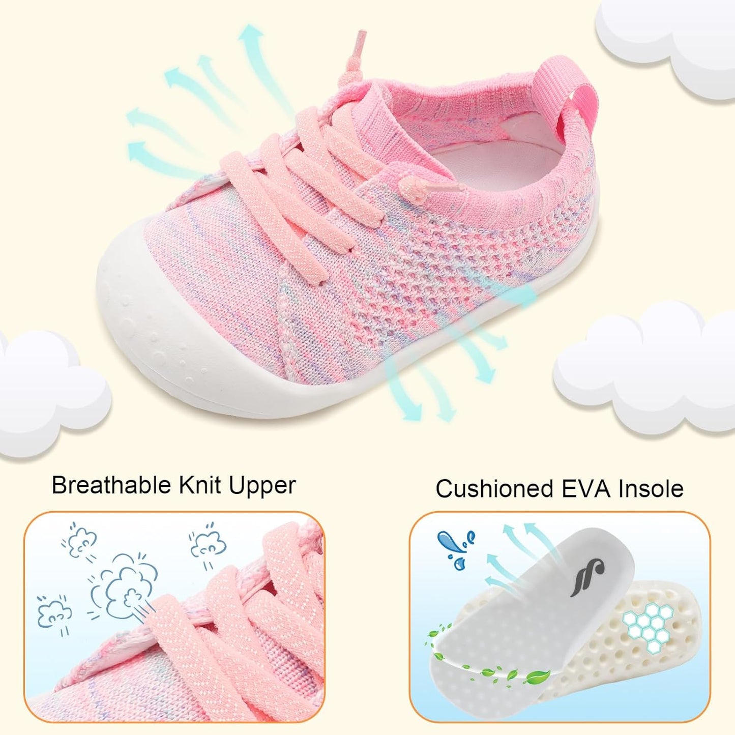 JIASUQI Baby Shoes for Toddler Boys Girls Sneakers Slip on Walking Shoes for Babies