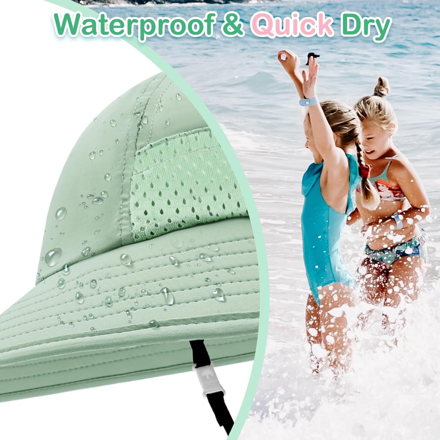 XIAOHAWANG Girls Sun Hat Baby Beach Hats Boys UPF 50+ Kids Summer Protection Cap Toddler Breathable Caps Wide Brim Neck Flap