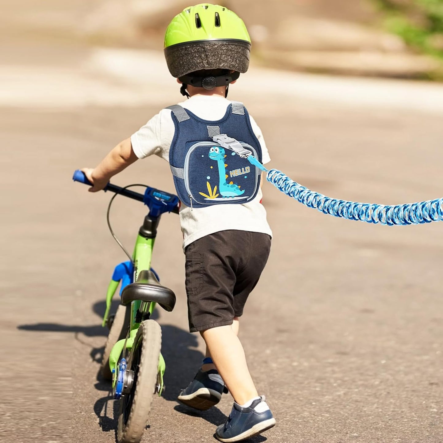 Accmor Toddler Harness Leash+ Reflective Anti Lost Wrist Link, Cute Dinosaur Kids Harness with Leash, Collapsible Child Harness Baby Leash Walking Wristband Protector Belt for Boys Girls Outdoor