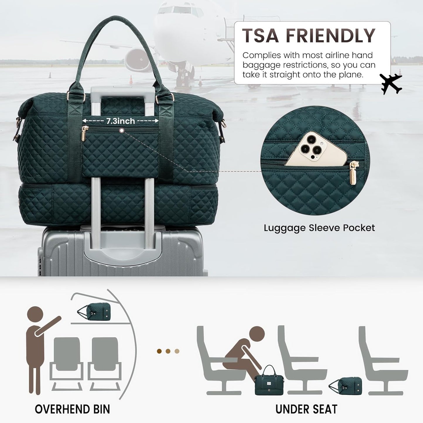 LOVEVOOK Travel Duffle Bag,Weekender Bags for Women with Shoe Compartment，Carry on Overnight Bag with Toiletry Bag,Gym Duffel Bag with Wet Pocket, Hospital Bags for Labor and Delivery