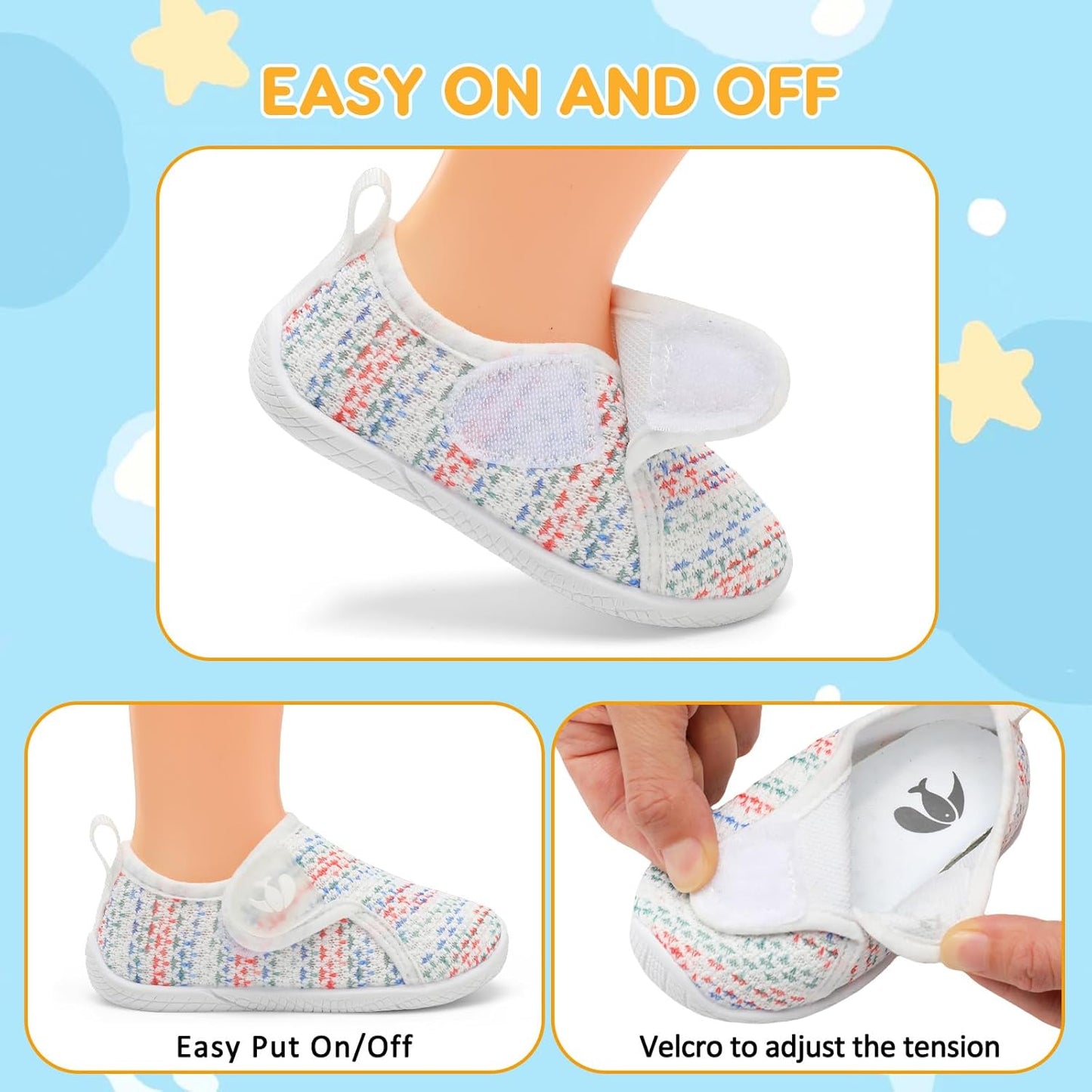 FEETCITY Toddler Walking Shoes Slip On Toddler Shoes Boys Girls Kids Sports Sneakers Casual School Shoes Barefoot Shoes