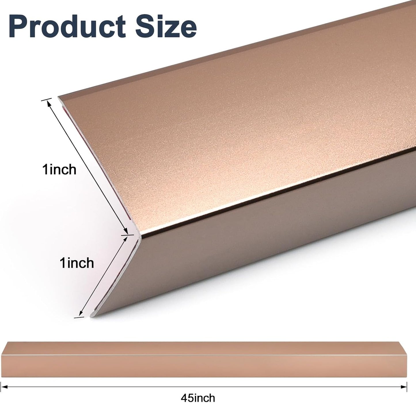 4PCS 45" Aluminum Metal Corner Protectors, Self Adhesive Corner Guards, Metal Wall Edge Protector Strip, Furniture Corner Protectors, Wall Cabinet Baseboard Decoration 45" x 1" (Rose Gold)