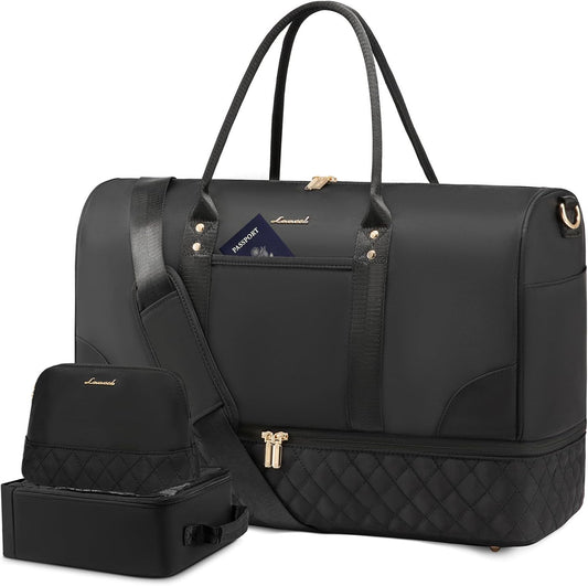 LOVEVOOK Travel Bag,Weekender Bag for Women Travel Duffle Bag with Shoe Compartment,Carry on Overnight Bag with Wet Pocket,Gym Yoga Duffel Bag,Hospital Bags for Labor and Delivery,3 Pcs Set