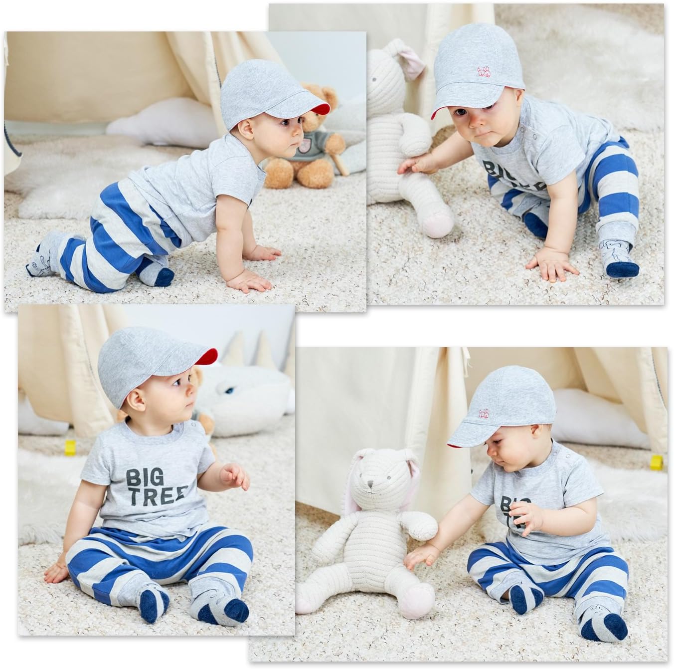 Keepersheep Baby Reversible Baseball Cap Infant Sun Hat, Cotton Knit Soft Brim for Infant Toddler, Summer Outdoor Unisex