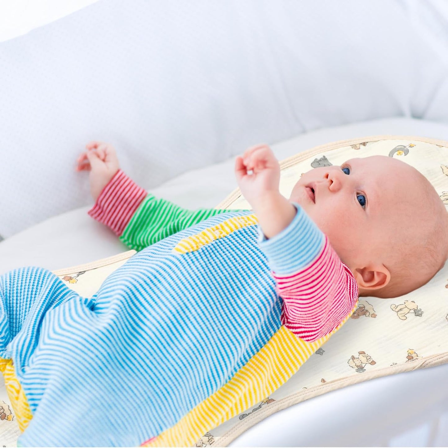 3 Pcs Changing Pad Liners Fits in Peanut Shape Changing Pad Waterproof Diaper Mats Organic Cotton Peanut Mats are Warm on a Baby's Back, Washable Reusable(Bright Style,Green)