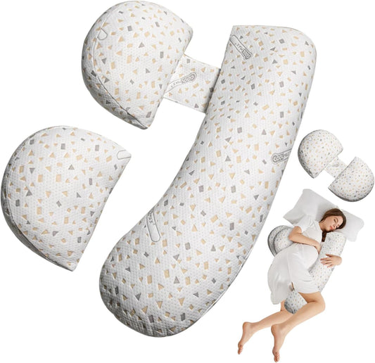 Pregnancy Pillow for Sleeping, Maternity Pillow Support for HIPS, Backs, Legs, Maternity Pillow with Detachable and Adjustable Pillow Cover